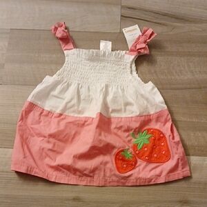 Gymboree Strawberry Sweetheart Colorblock Smocked Tank Top Size 18-24 Months (D)
